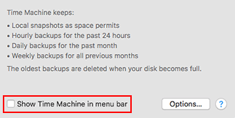 Show Time Machine in menu bar