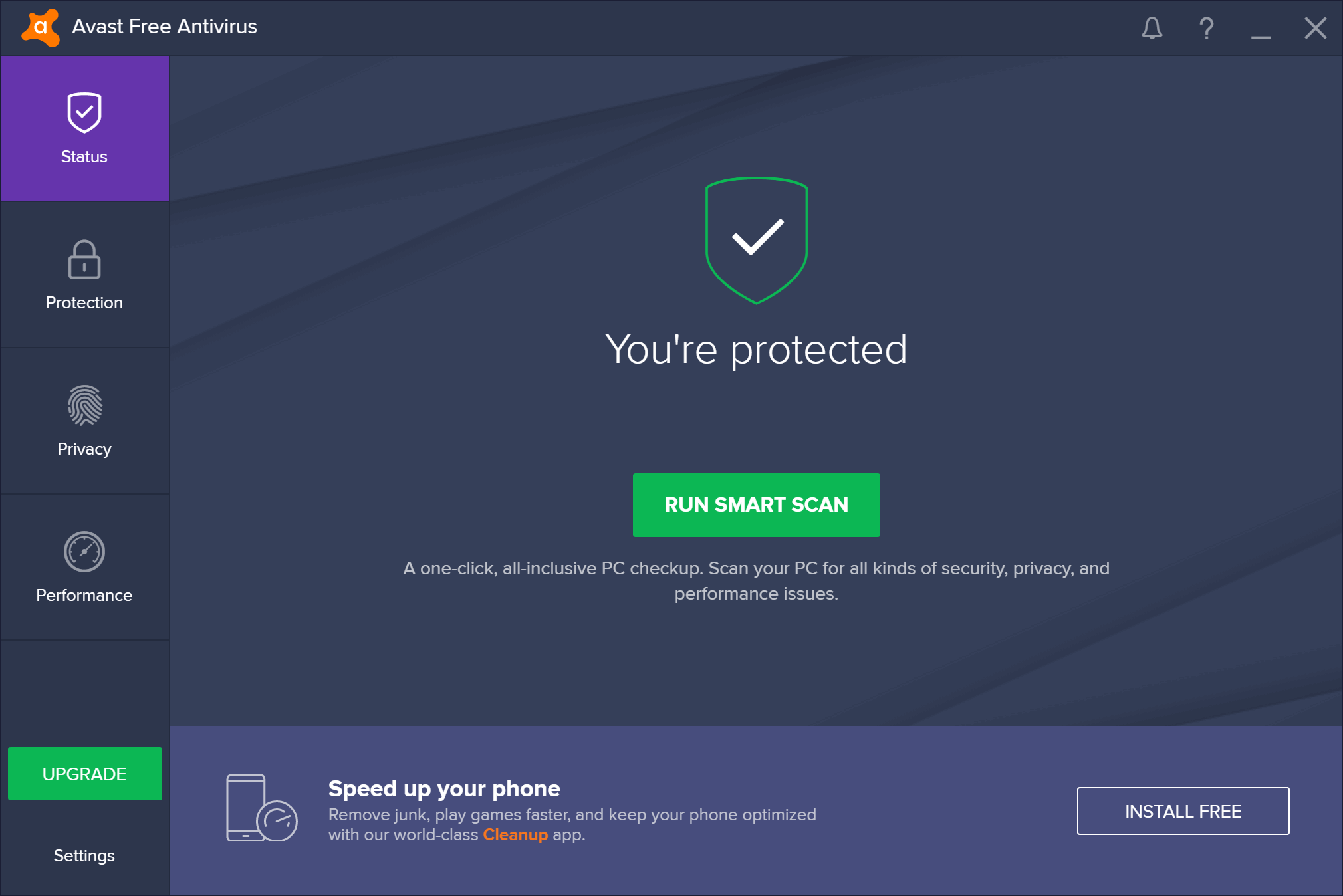 Avast interface