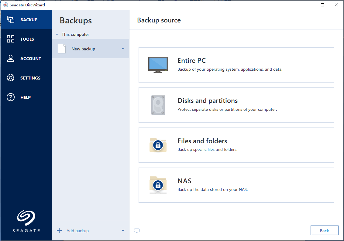 select backup source