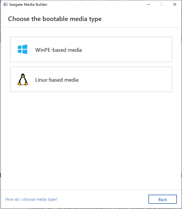 choose a bootable media type