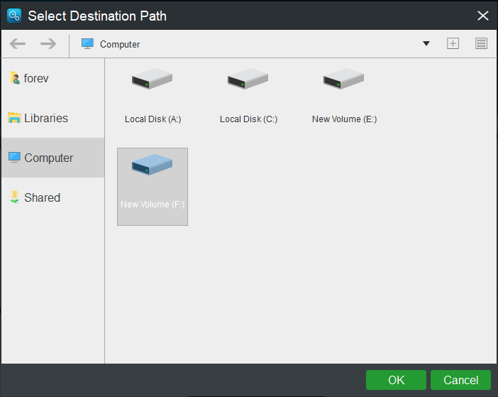 choose a target disk