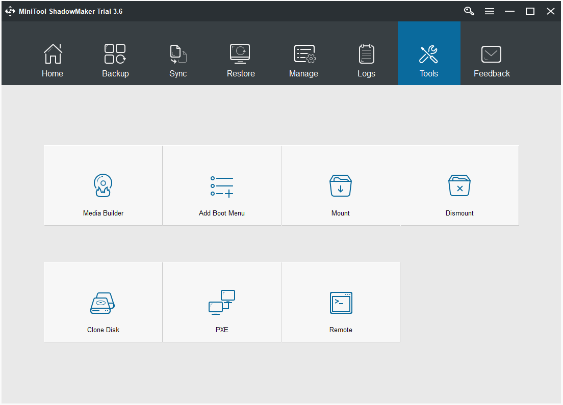 Tools page of MiniTool ShadowMaker