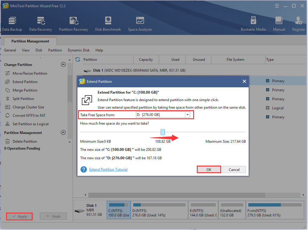 the process of extending partition 