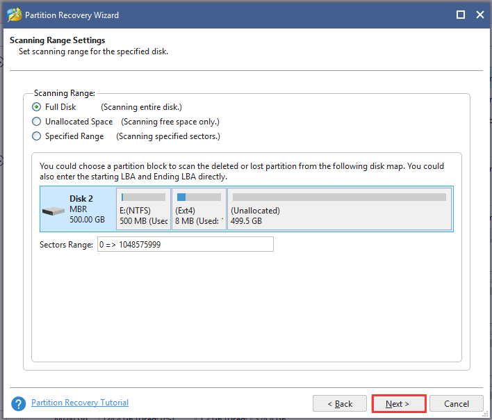 determine the Scanning Range