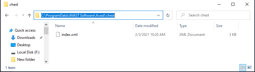 Avast Virus Chest Location