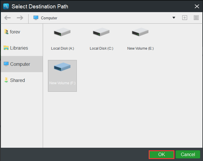 choose a target disk