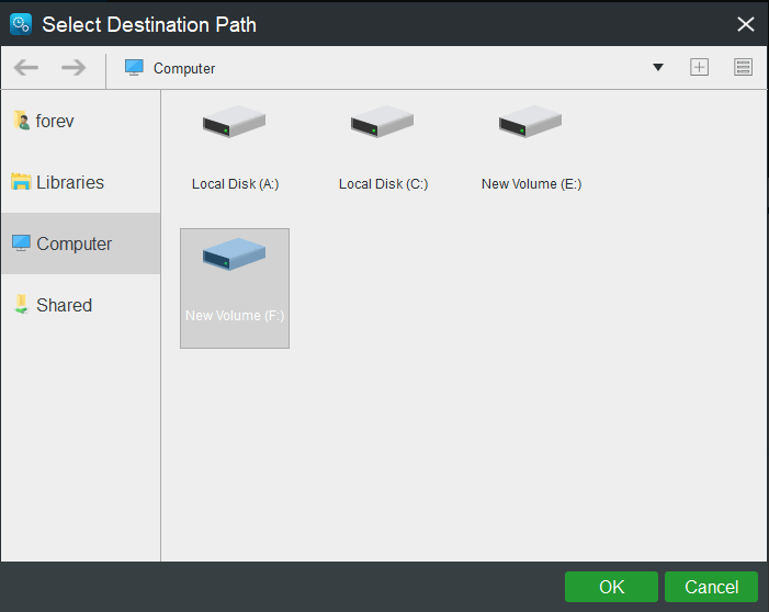 choose a target disk