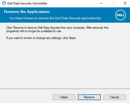 Remove Selected Dell Security Programs