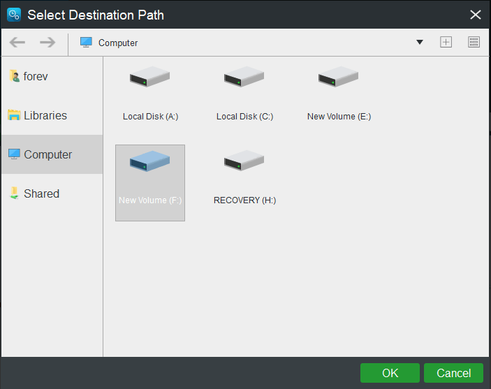 choose a target disk