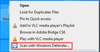 click Scan with Windows Defender