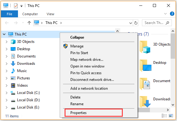 right click This PC and select Properties