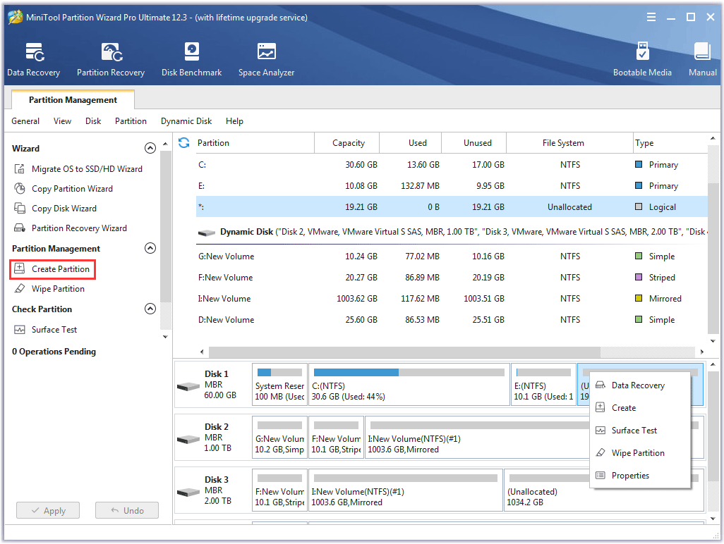 choose Create Partition