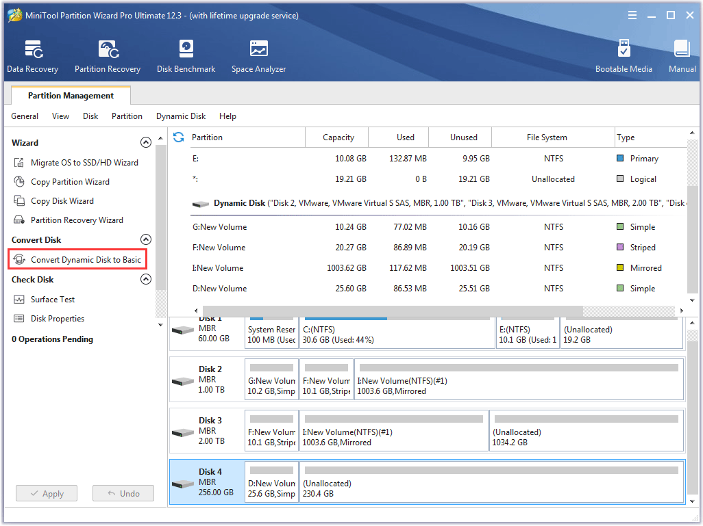 choose Convert Dynamic Disk to Basic