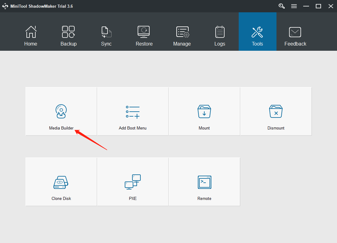 select Media Builder in MiniTool ShadowMaker