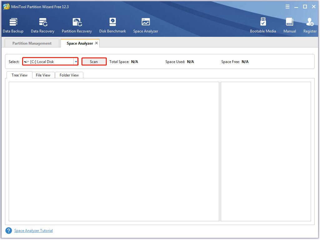 select a partition to be scanned