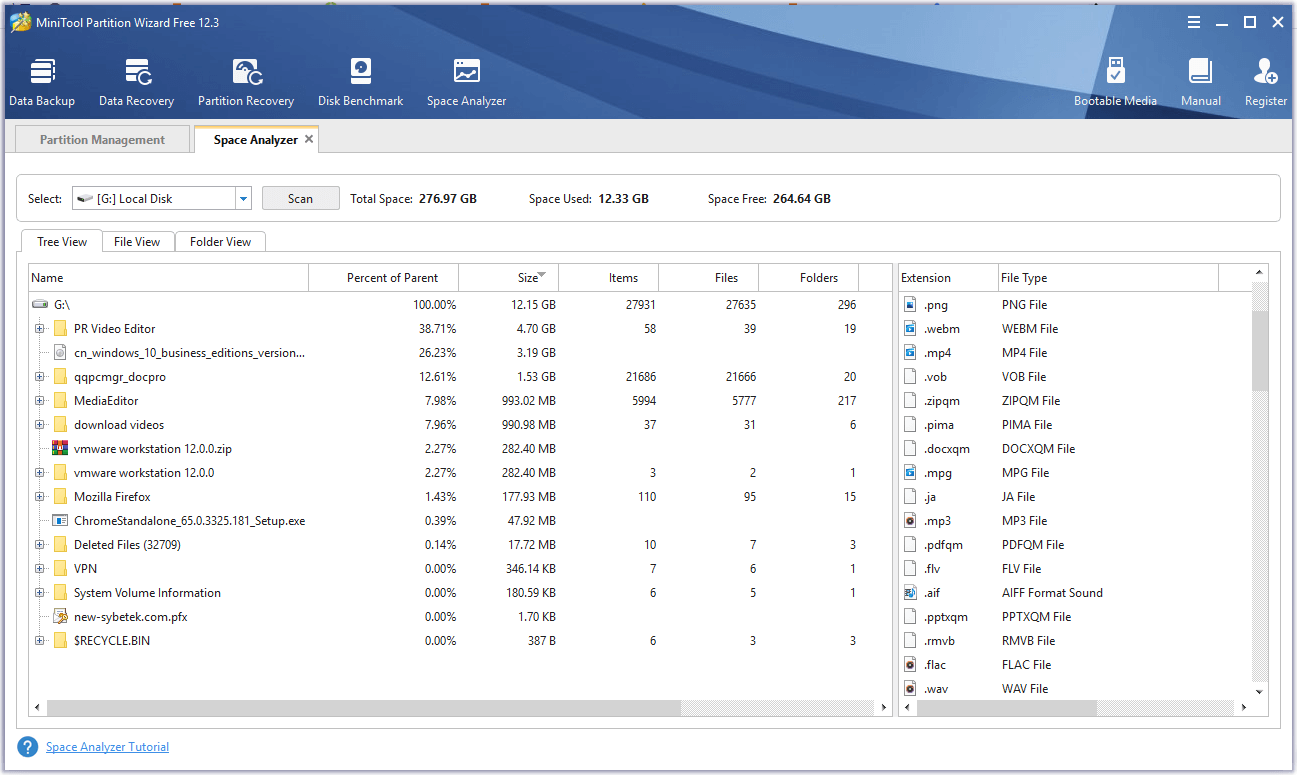 sort folders by size with MiniTool Partition Wizard