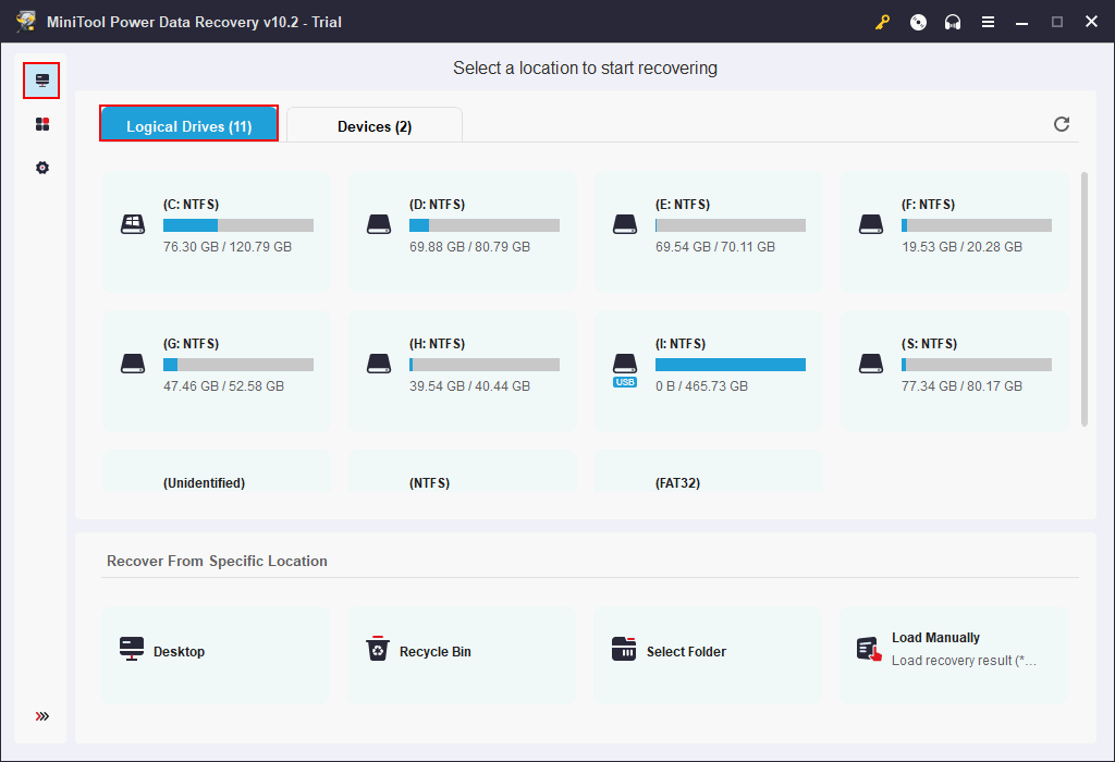 Recover with MiniTool Power Data Recovery