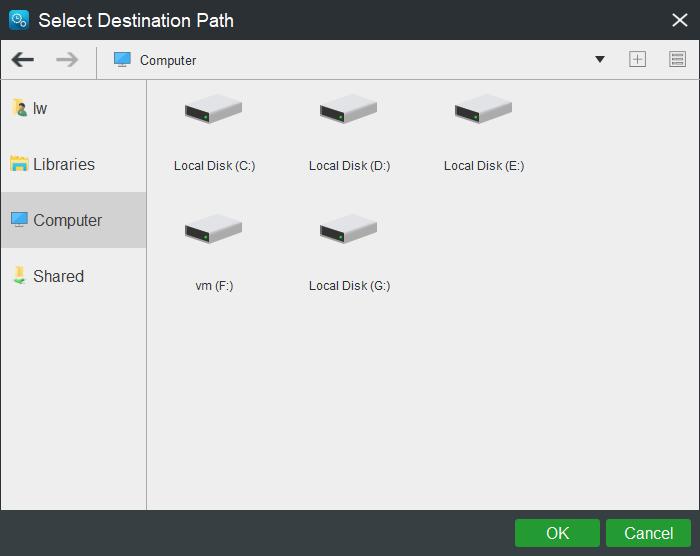 detected drives will be listed under this tab