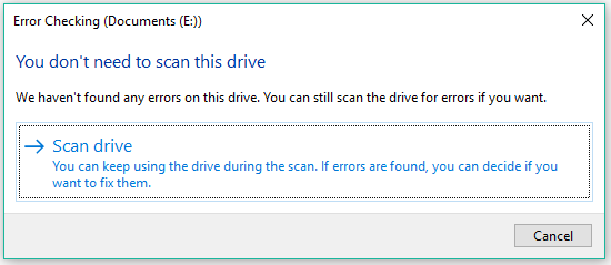 You don’t need to scan this drive