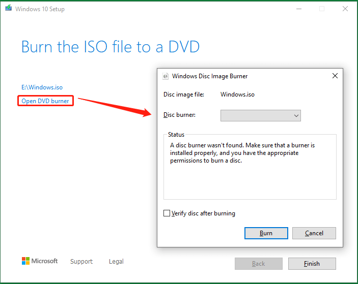 select open DVD burner