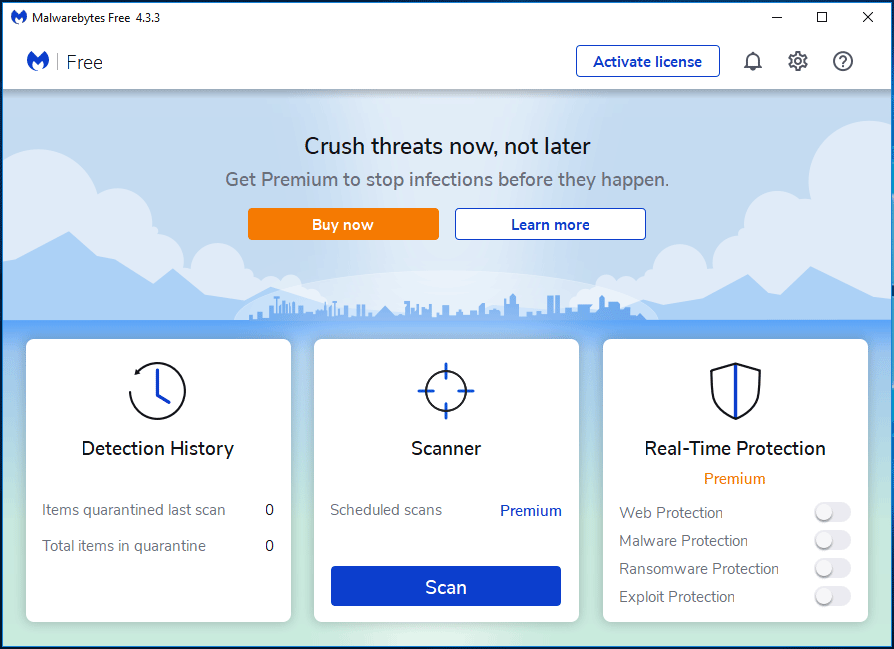 Malwarebytes real-time protection