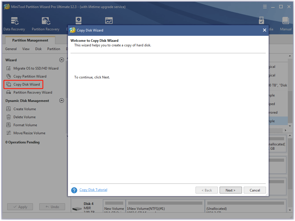 choose Copy Disk Wizard