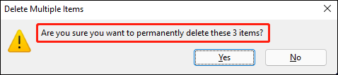 are you sure you want to permanently delete these items