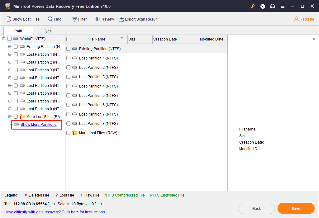 Show More Partitions