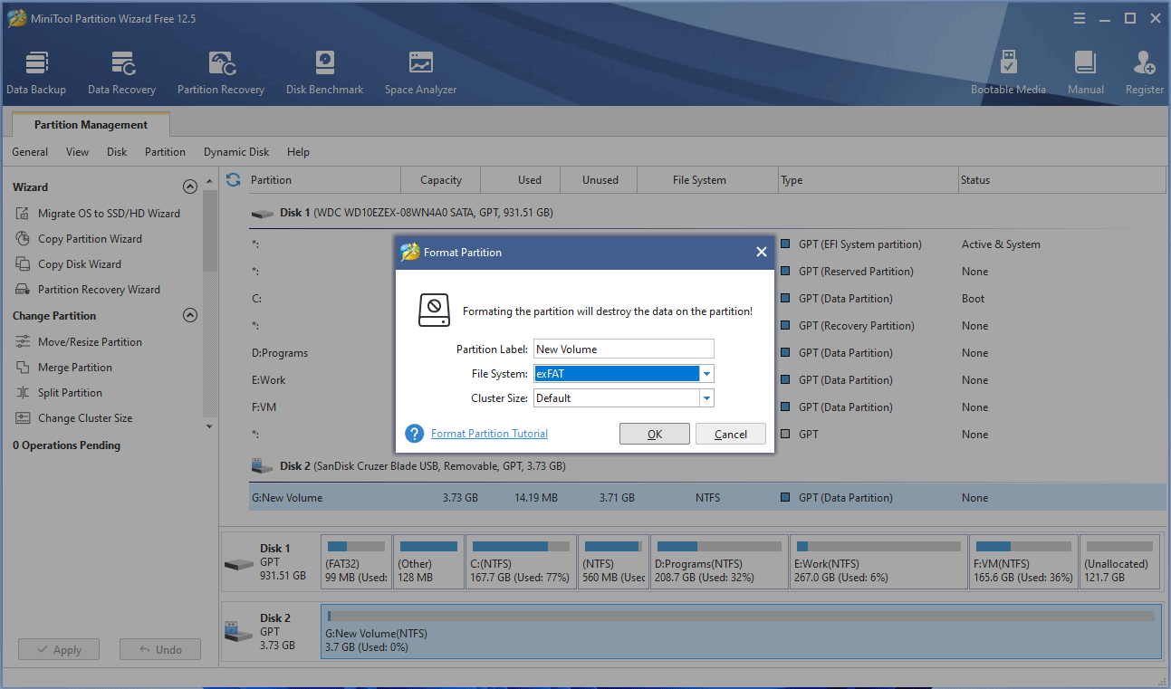 select a file system for the drive