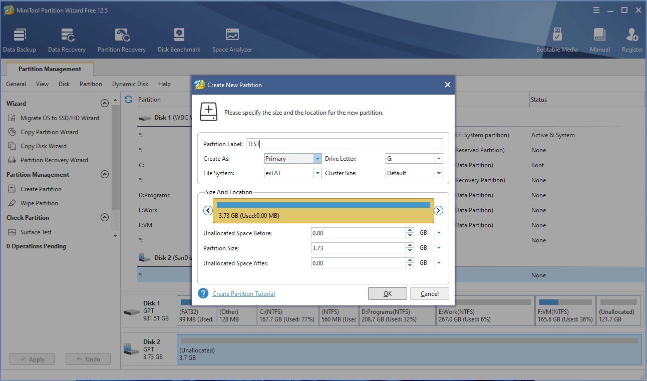 select a file system for the drive