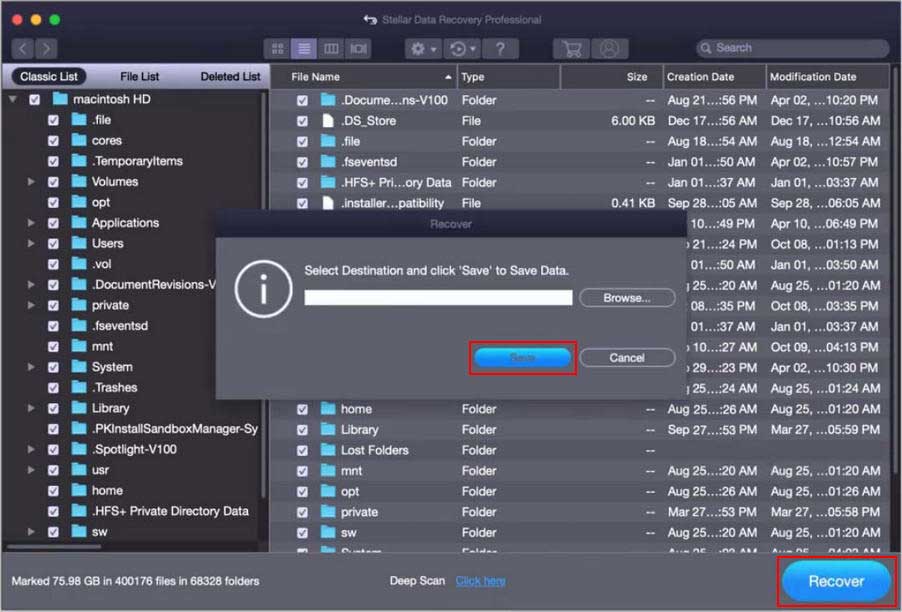 Recover lost files