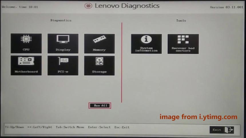 run Lenovo diagnostics tool 