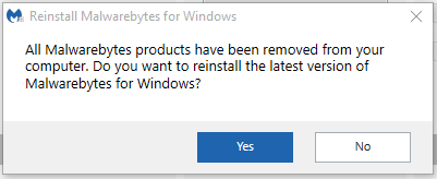 not reinstall Malwarebytes