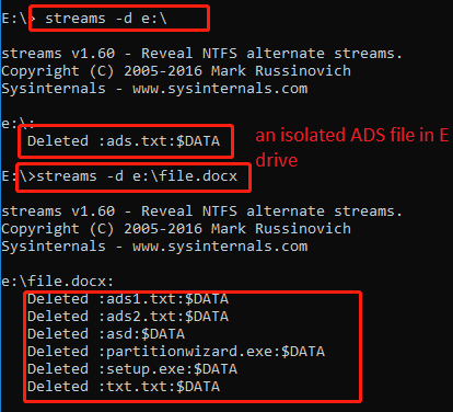 remove alternate data streams files