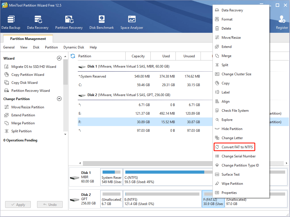 choose Convert FAT to NTFS