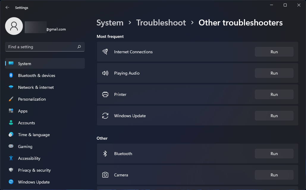 run Windows 11 troubleshooters