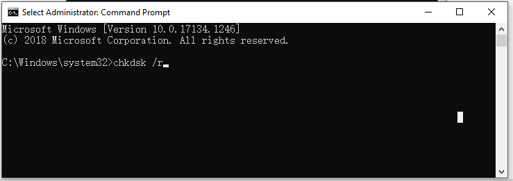 type and execute chkdsk command