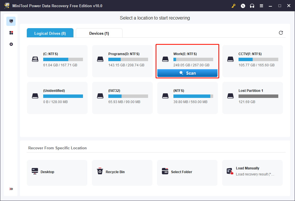 select a drive to scan