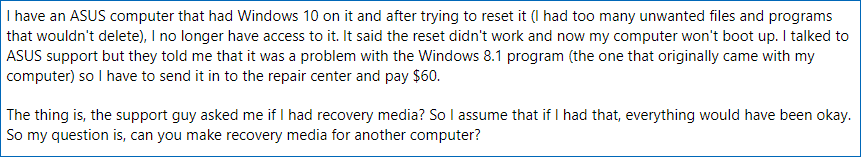 windows 10 USB recovery drive is useful