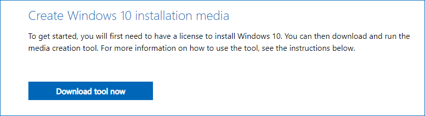 download Windows 10 media creation tool