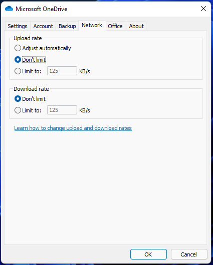 OneDrive network tab