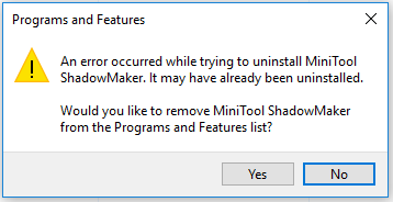 remove an app from the programs and features list