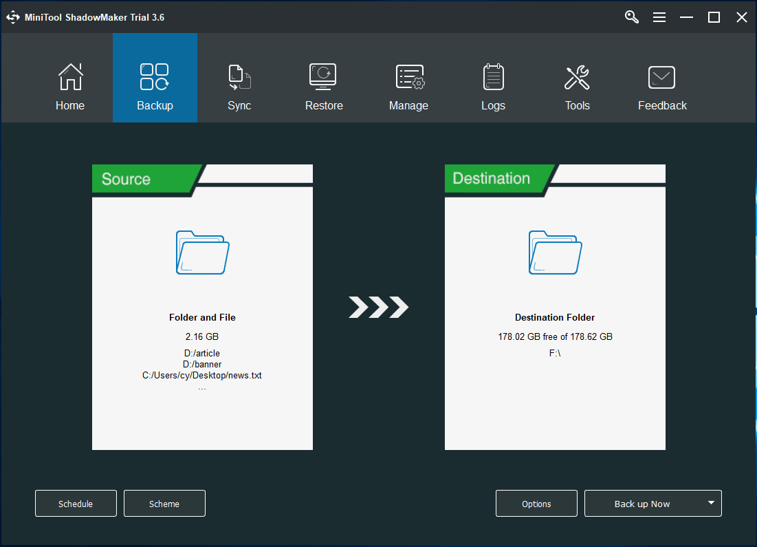 back up files with MiniTool ShadowMaker