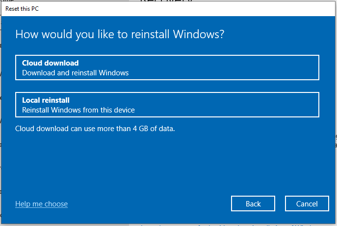 cloud download or local reinstall