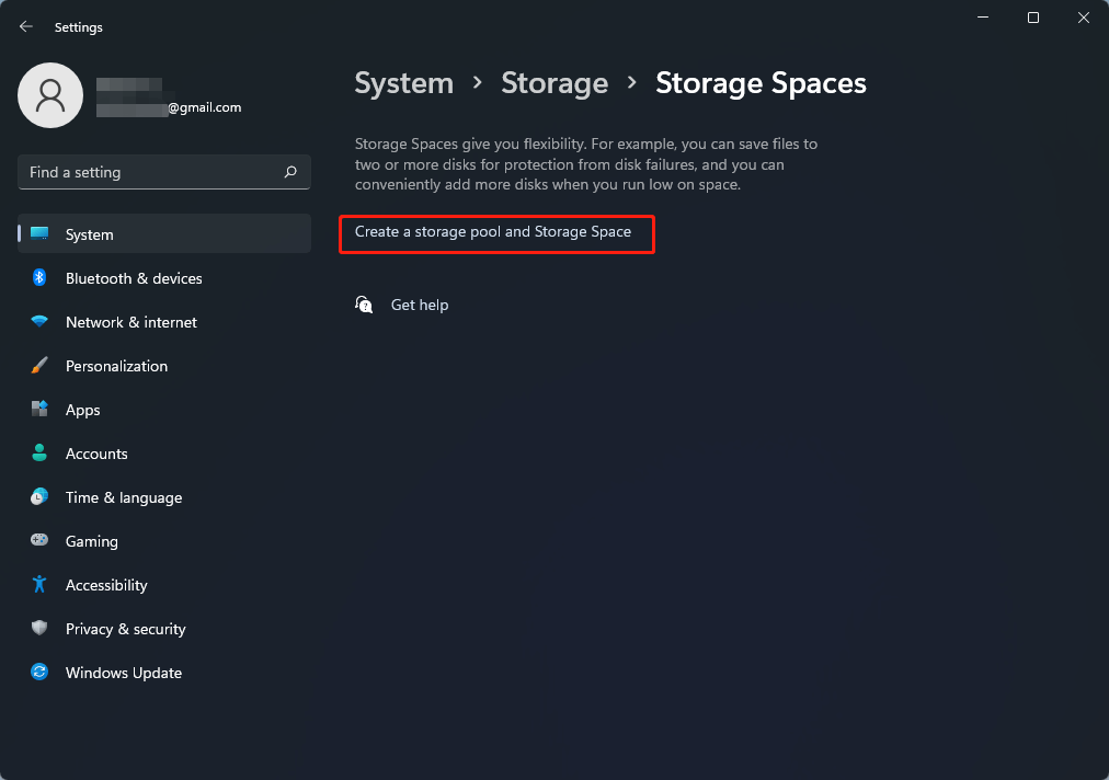 Windows 11 create a storage pool and Storage Spaces