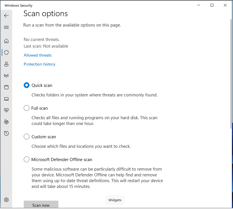 Windows 11 virus scan options
