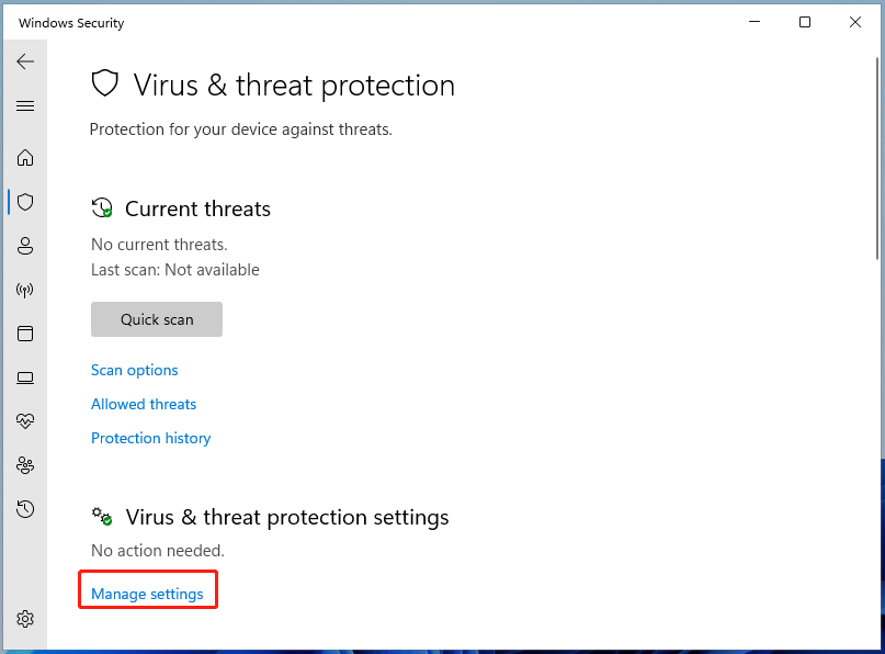 manage Windows 11 virus & threat protection settings