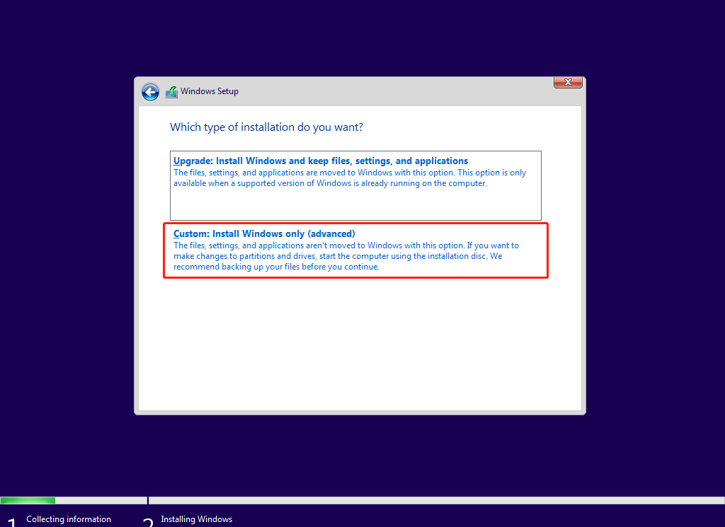 select install Windows only