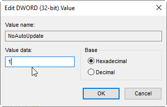 change NoAutoUpdate key’s value to 1