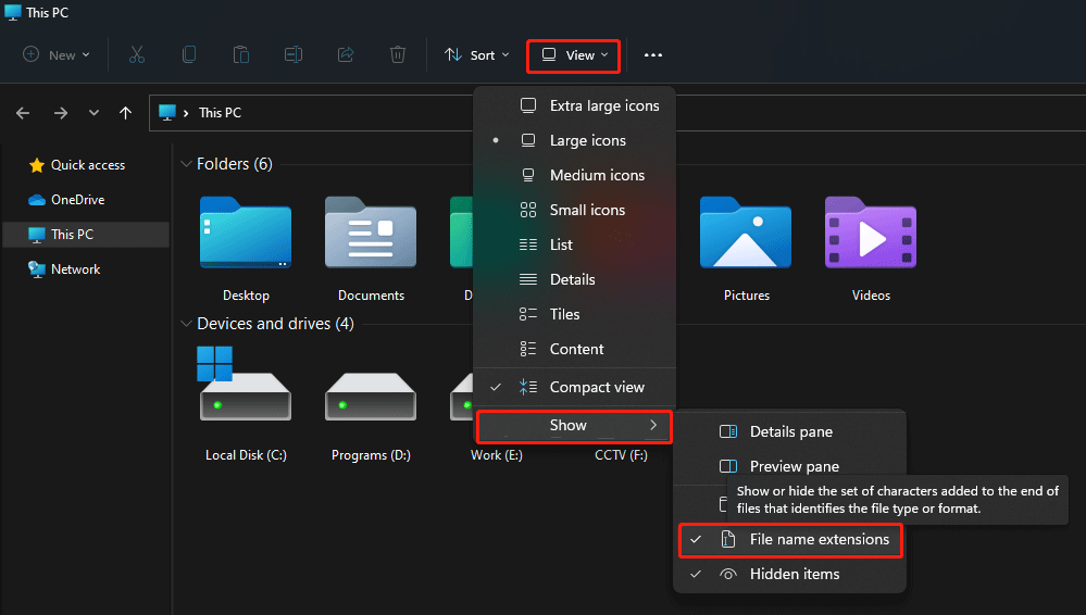 show file extensions on Windows 11